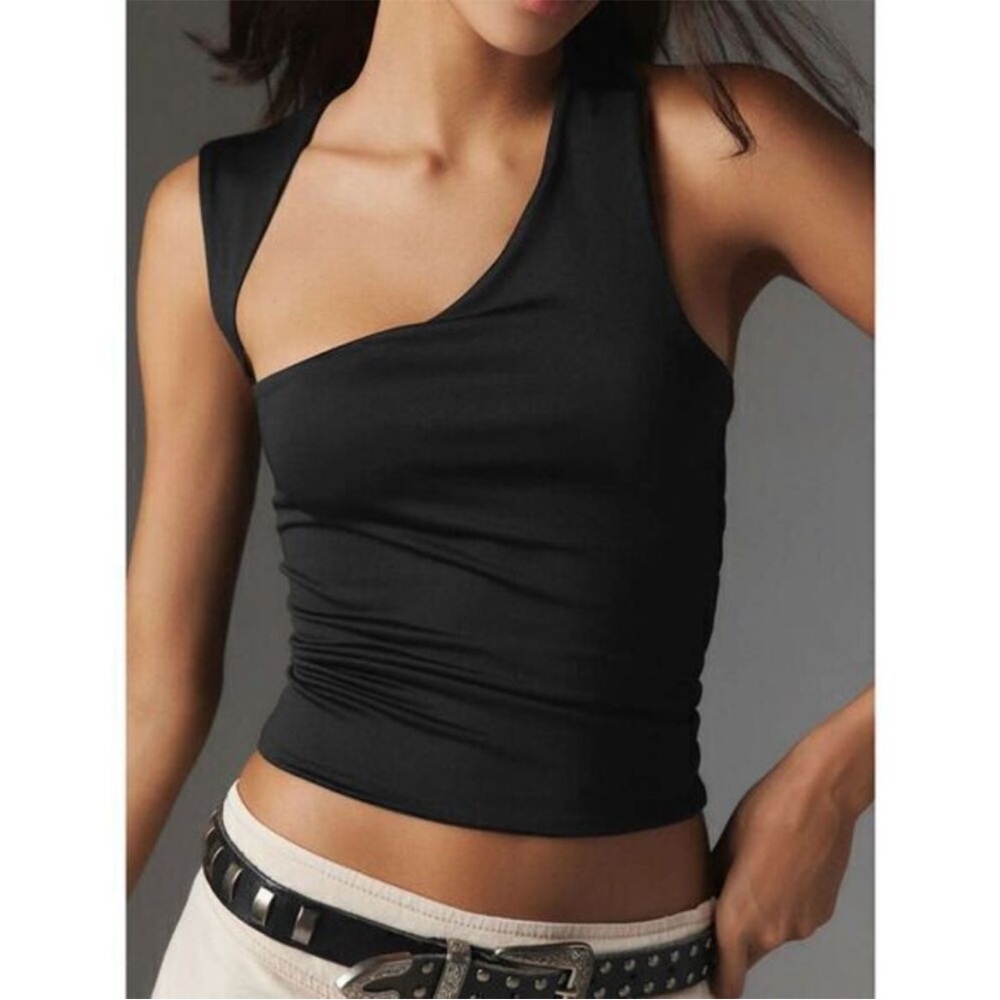 Commense Black Asymmetrical Women's Top